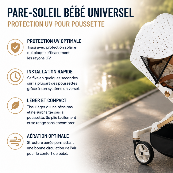Pare-soleil bébé universel – Protection UV pour poussette