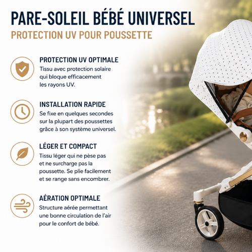 Pare-soleil bébé universel – Protection UV pour poussette